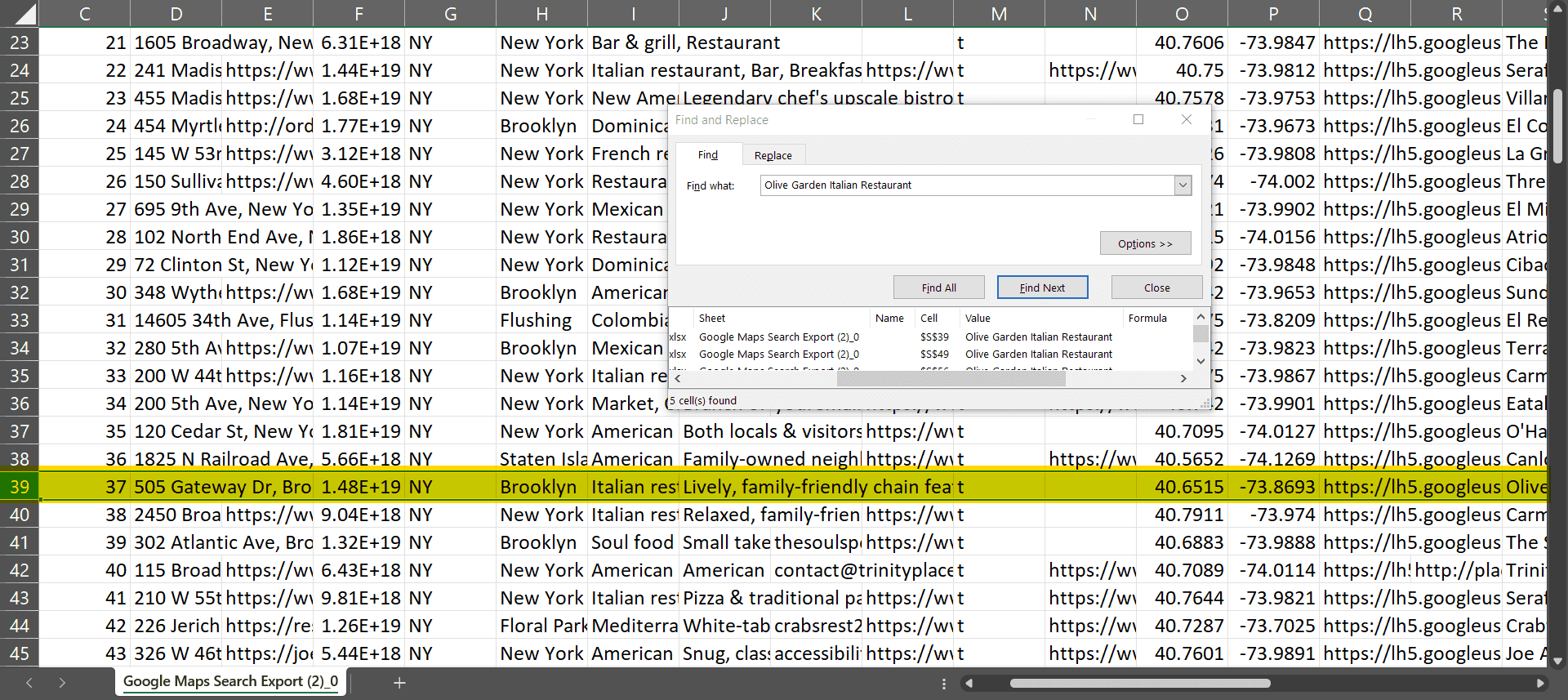 lobstr results output csv found result