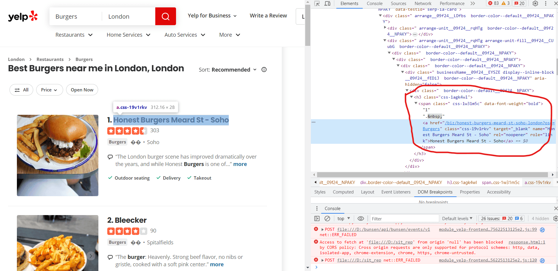 Extraction du nom et de l'URL