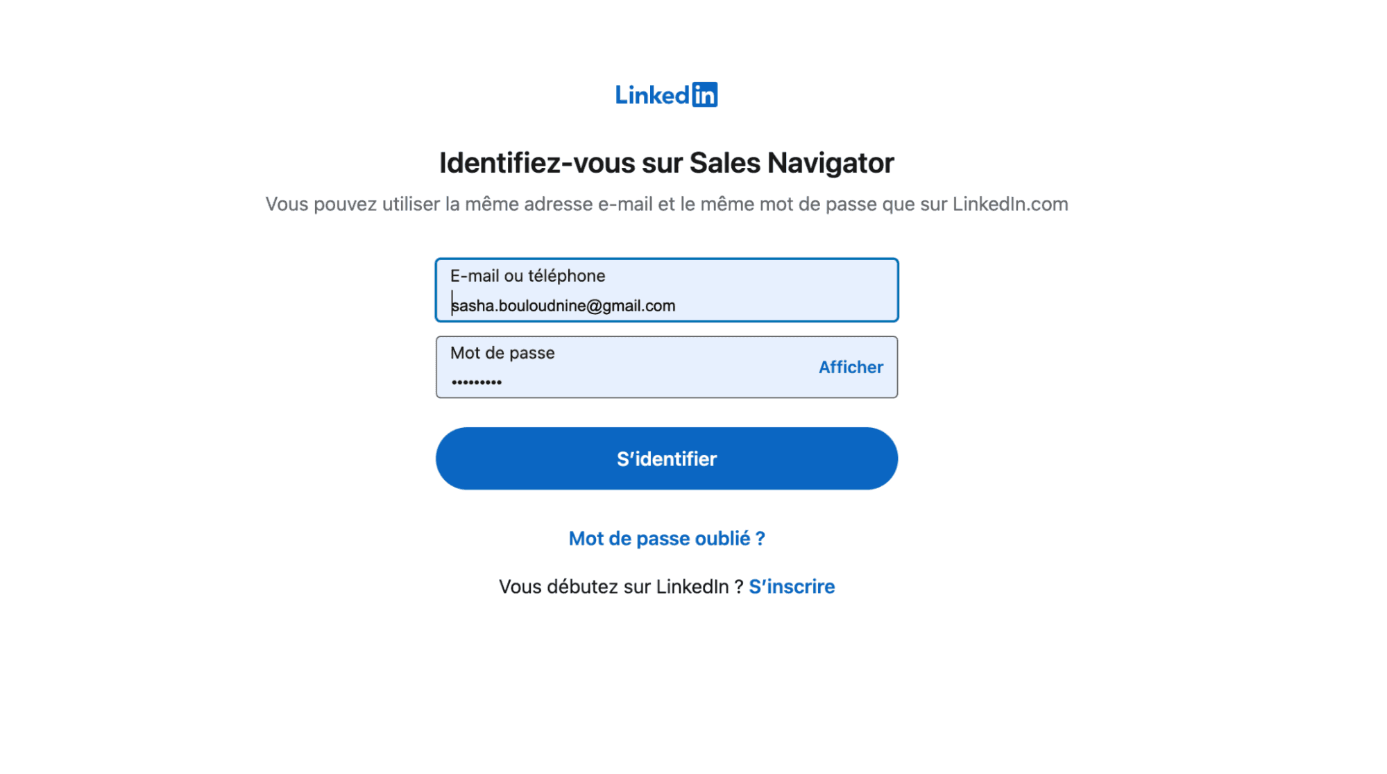 Login on Sales Navigator