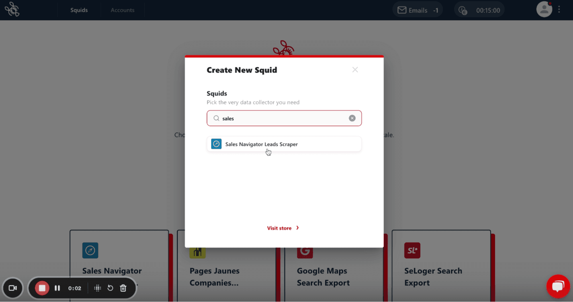 Create a Sales Navigator Leads scraper squid on lobstr.io