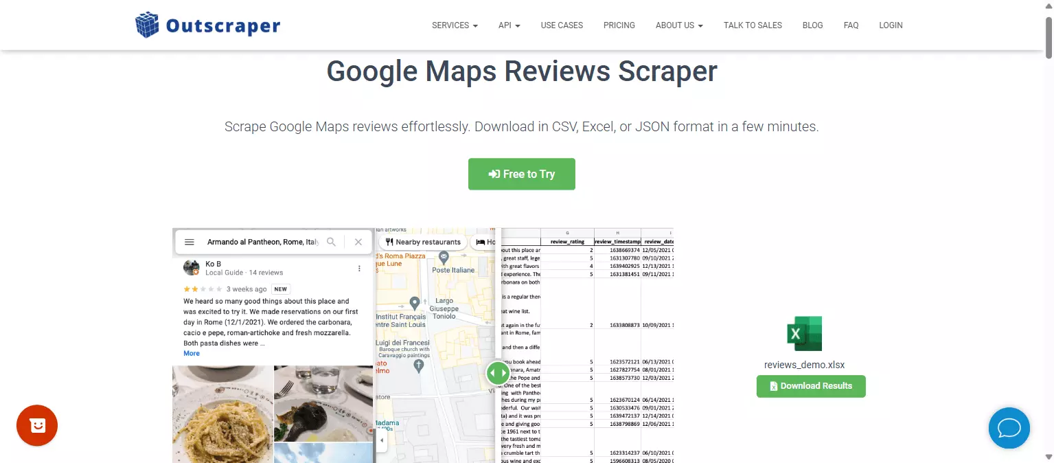 Outscraper - Google Maps Reviews Scraper product page