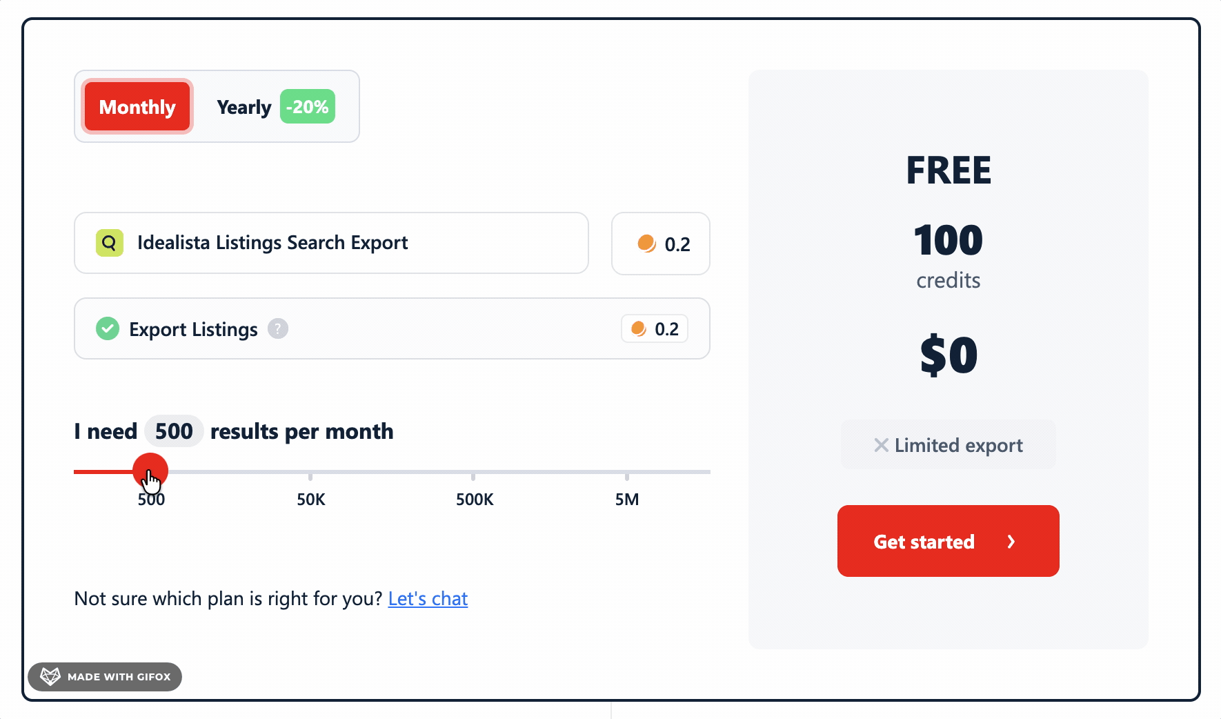 GIF comparing pricing plans across Idealista scrapers