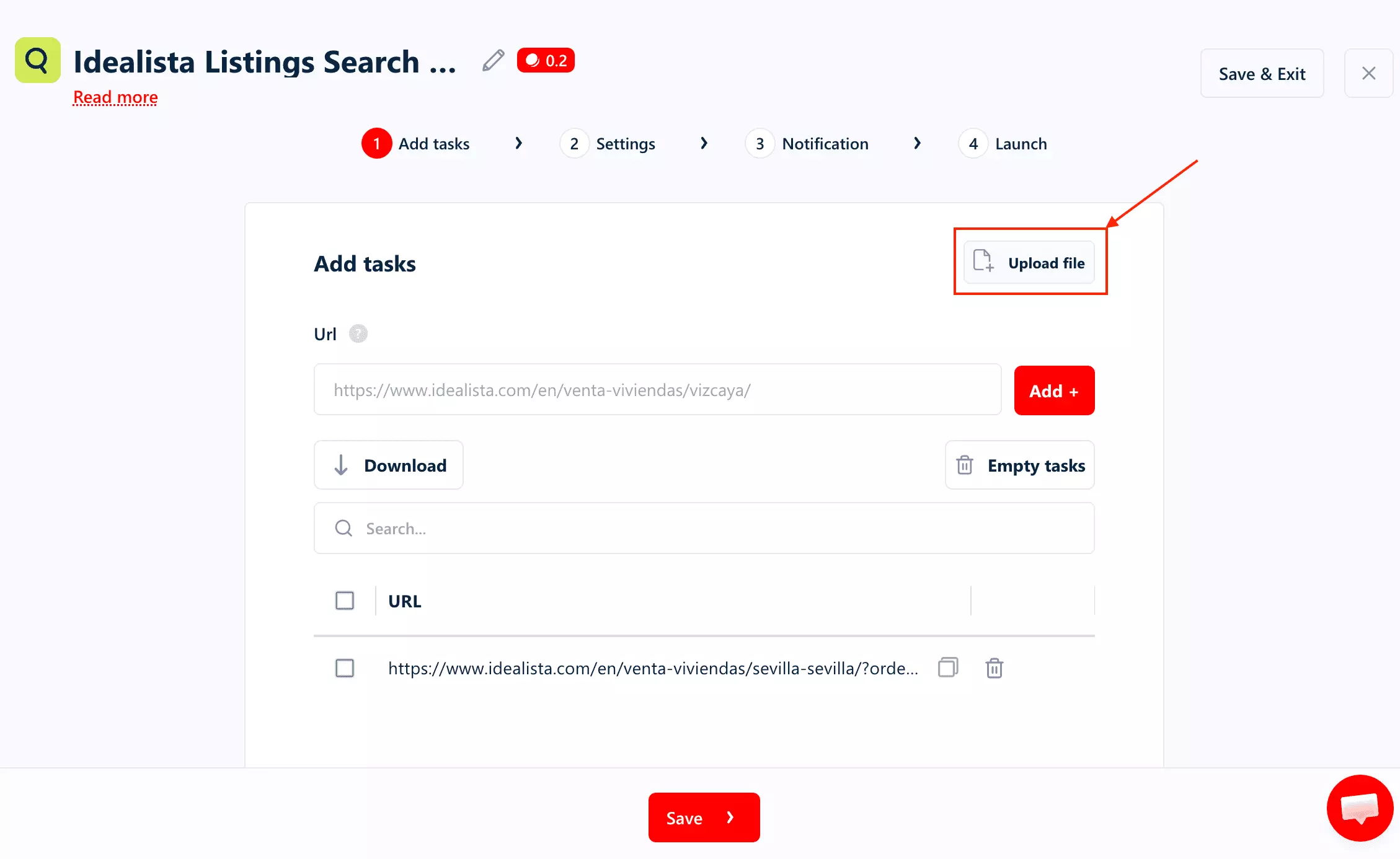lobstr.io bulk URL upload via CSV or TXT file