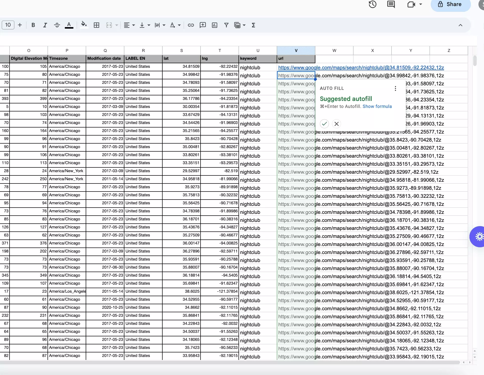 autofill in googlesheet to generate google maps search urls.png