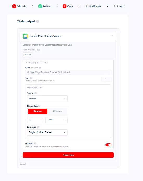Chain output into the reviews scraper