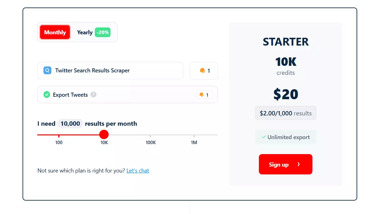 Twitter trends scraper pricing