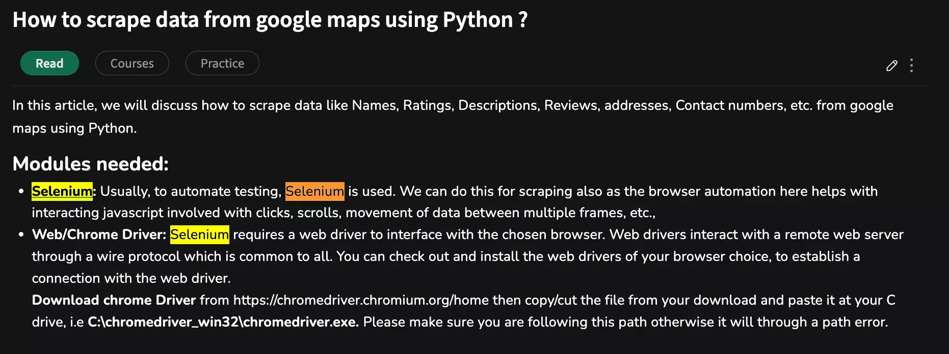 geeksforgeeks tutorial scraping google maps using selenium - image16.png