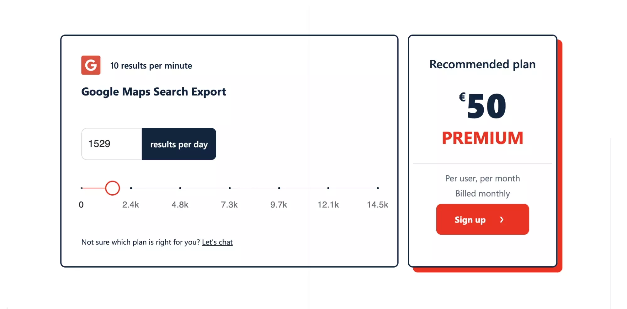 google maps search export pricing simulator by lobstr.png