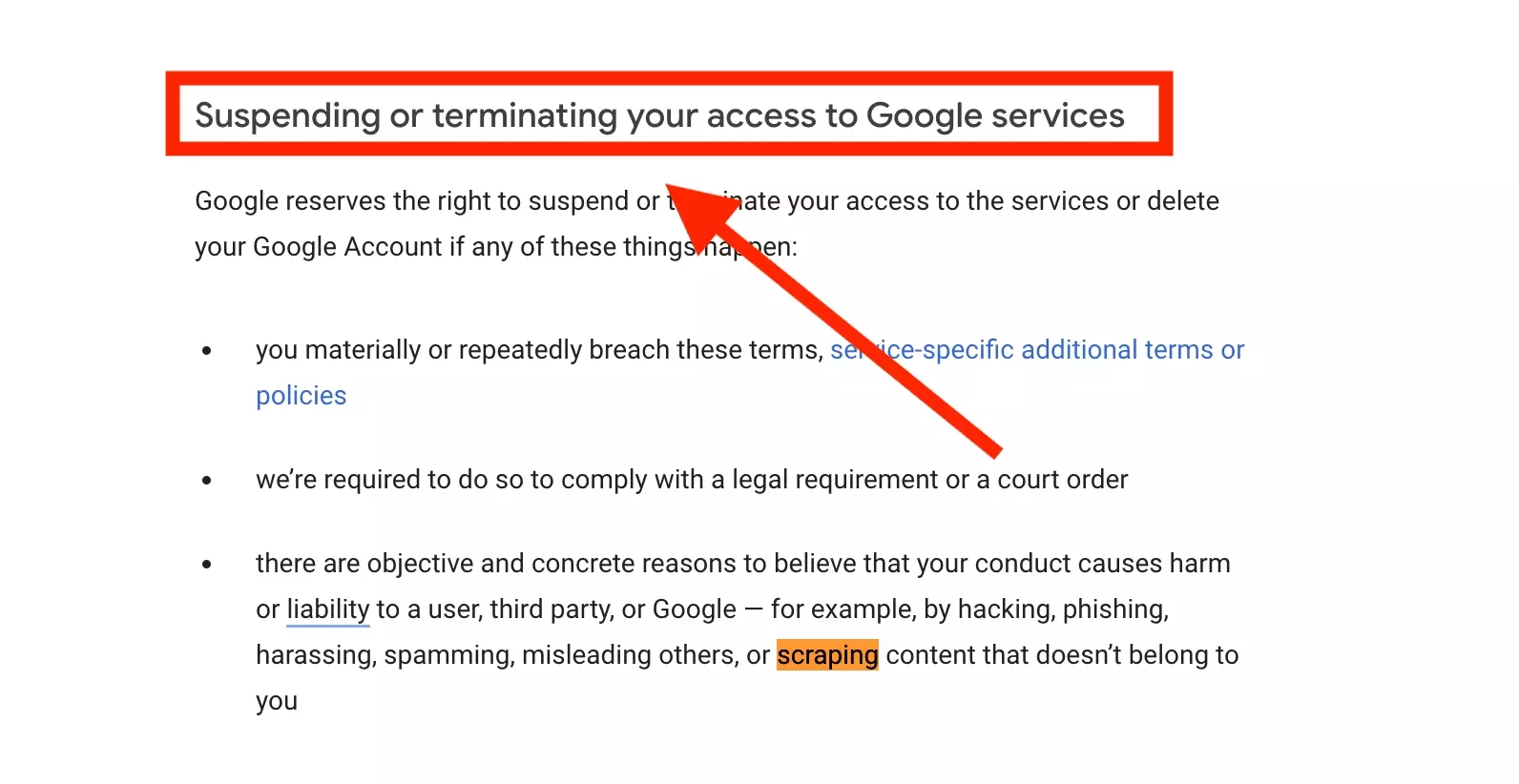 google suspending account if scraping activity detected.png