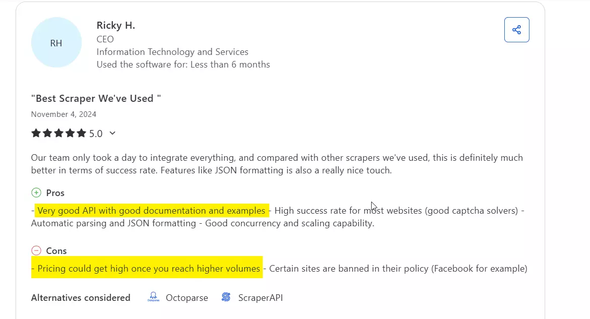 5 Best Google rank tracking APIs compared - What do users say? image24