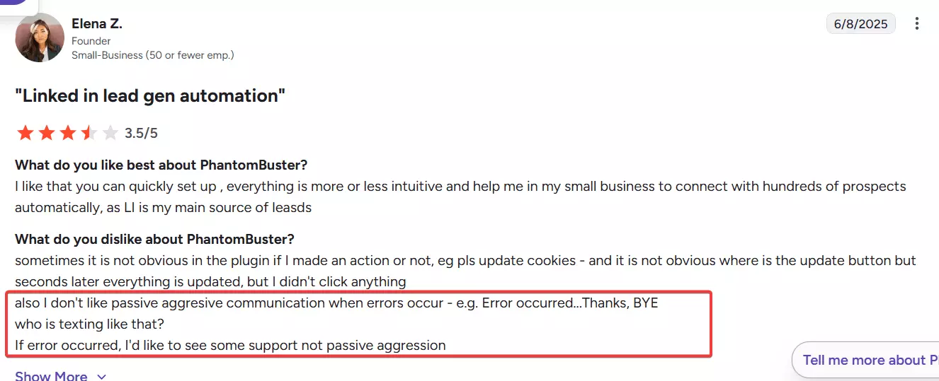 6 best Lobstr.io alternatives - What sucks about Phantombuster image26