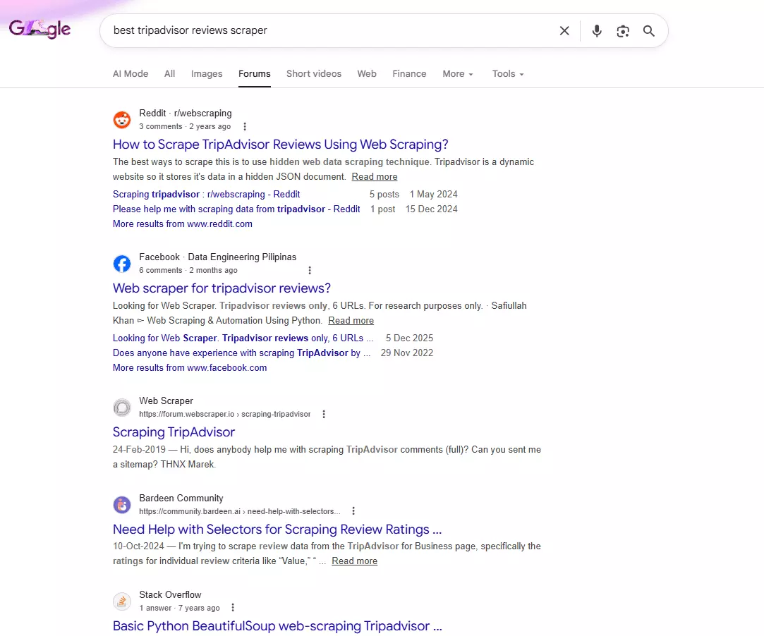 How did I choose the best TripAdvisor reviews scrapers?