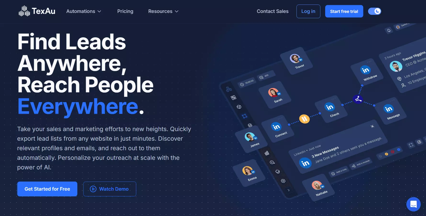 Best Phantombuster alternatives for LinkedIn automation - 1. TexAu