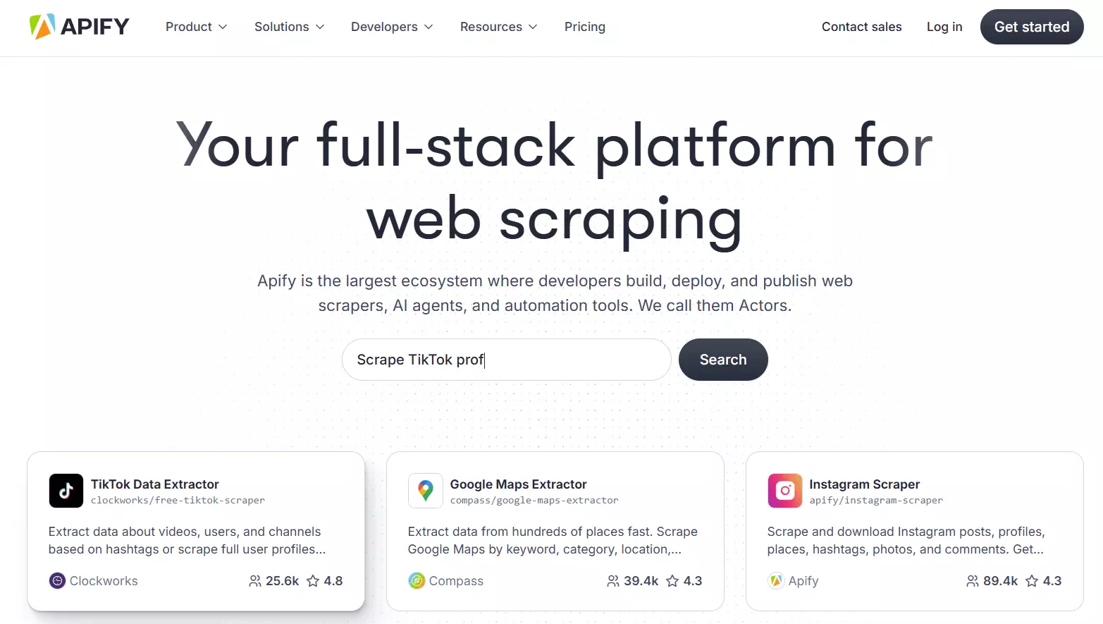 Best Phantombuster alternatives for web scraping - 2. Apify
