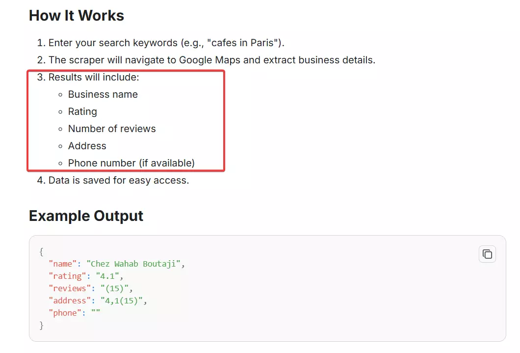 How to scrape Google Maps data at scale affordably? - The smarter way: Using a 3rd-party Google Maps scraper image11