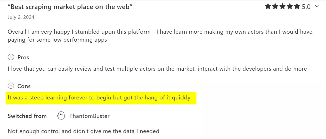 6 best Lobstr.io alternatives - What sucks about Apify image40