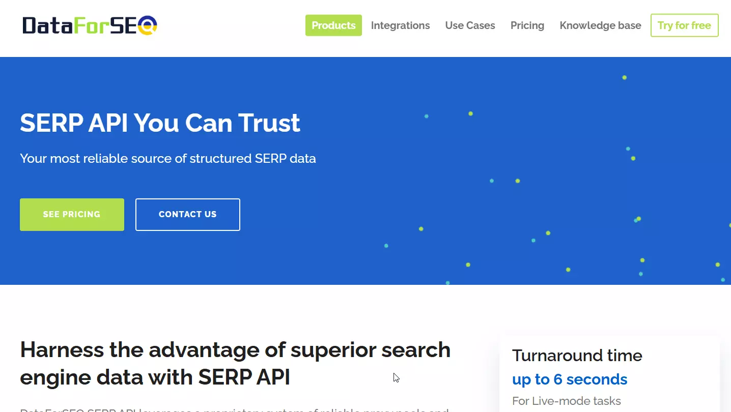 5 Best Google rank tracking APIs compared - 4. Data for SEO