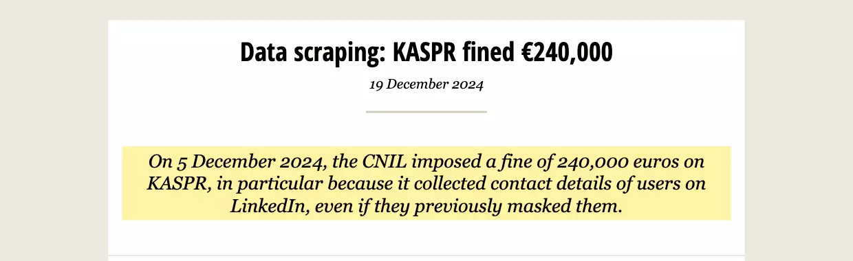 CNIL fining Kaspr 240,000 euros for collecting LinkedIn contact details
