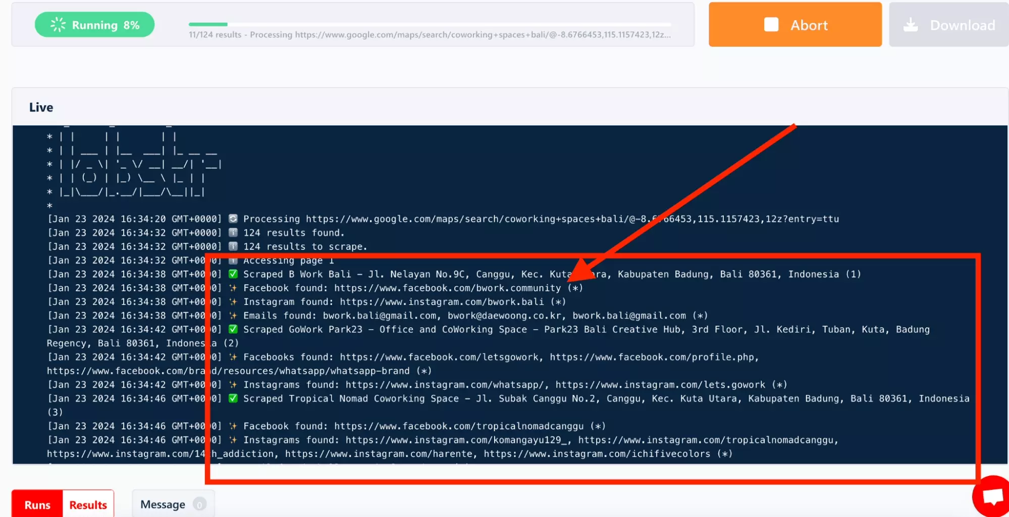 lobstr google maps search export live console - image2.png