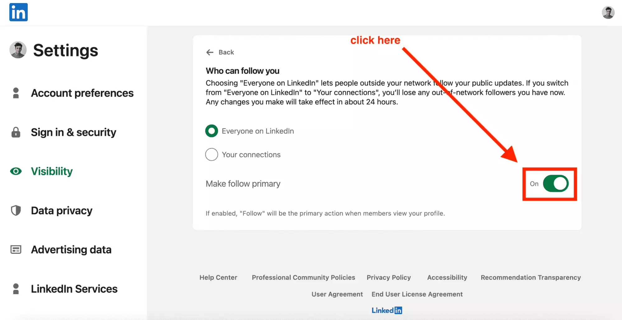 make follow primary linkedin settings - image8.png