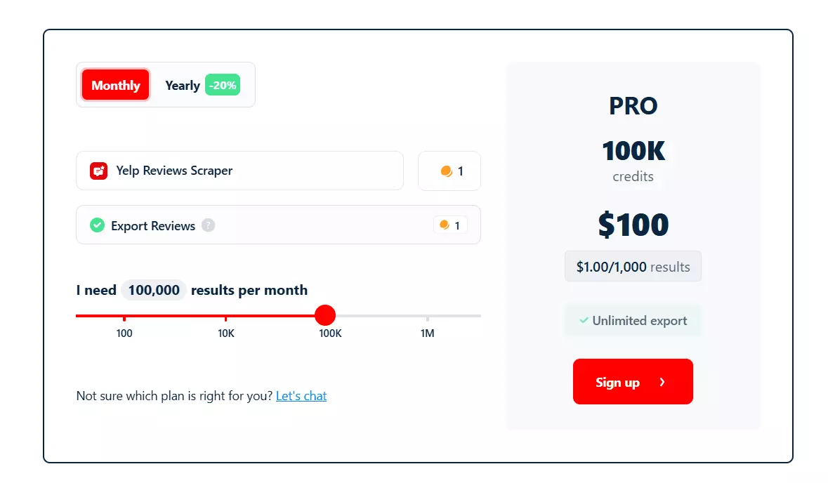 lobstr.io pricing - subscription with unlimited rollover