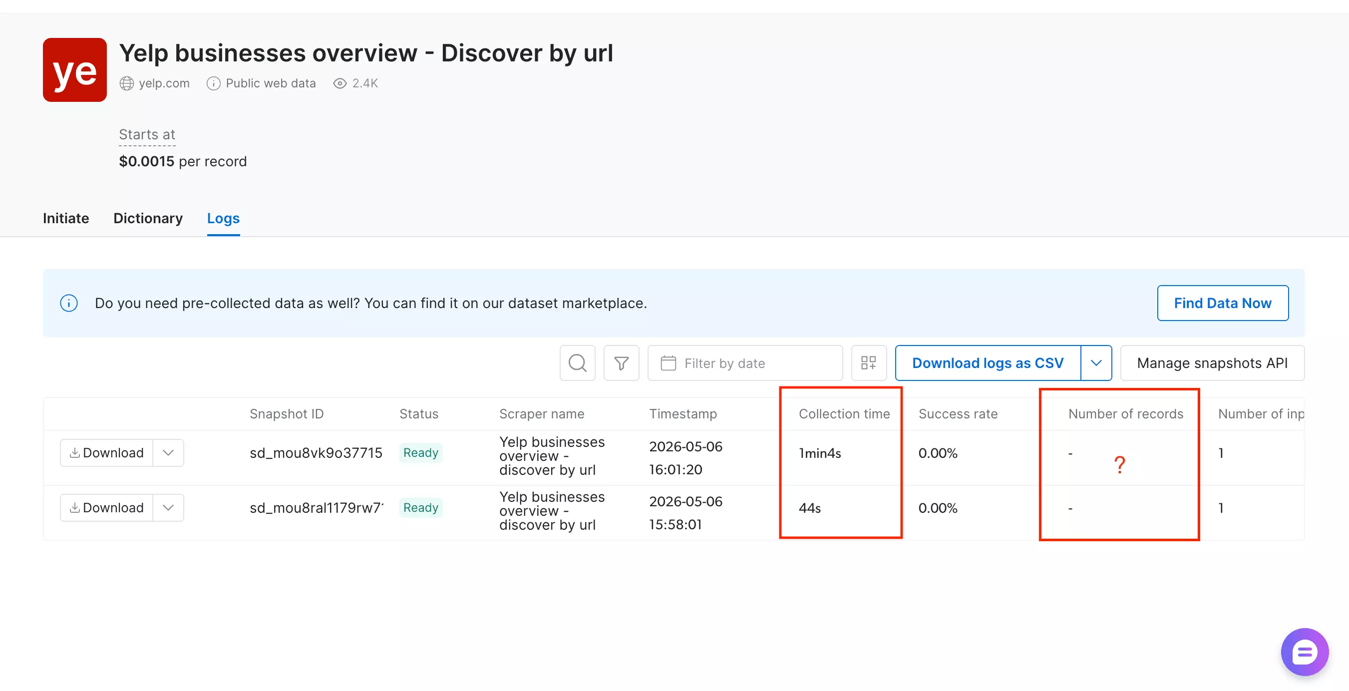 speed result with Discover by URL