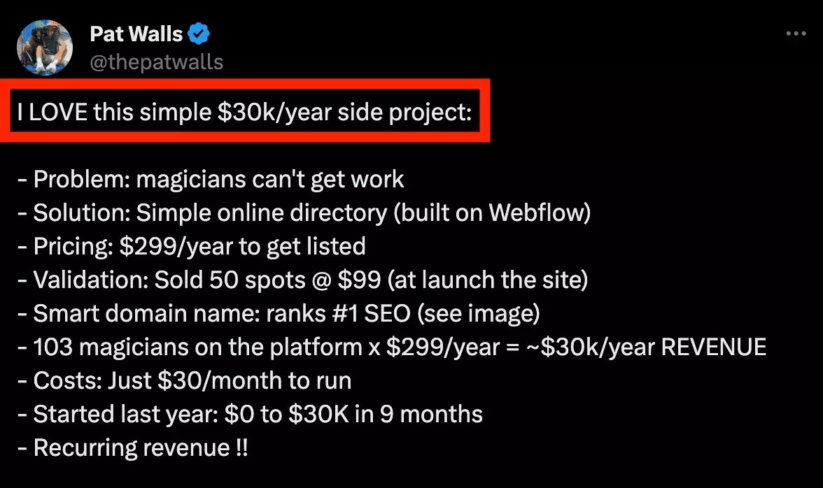 tweet of patt walls how to make business with business listings.png