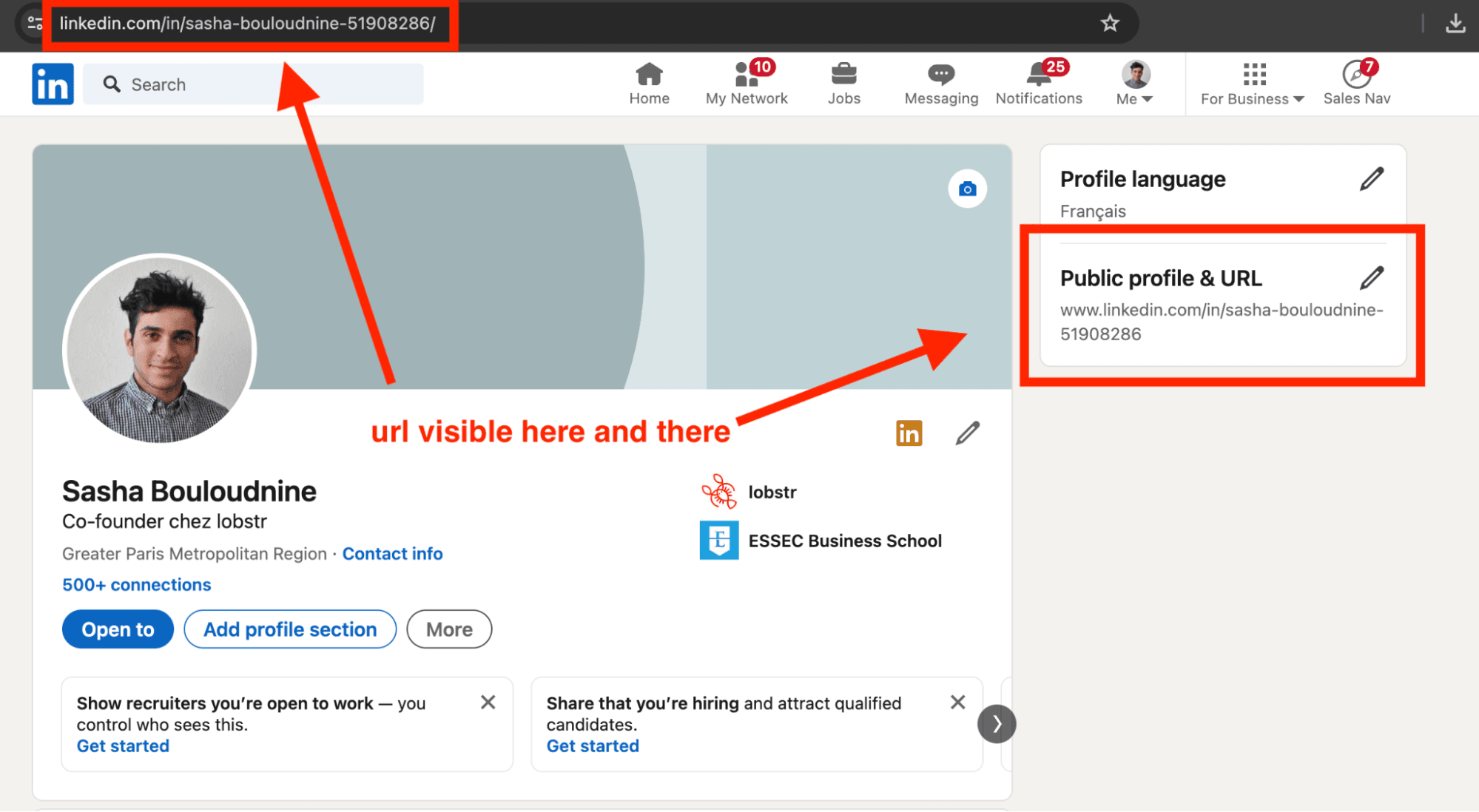 your linkedin url  visible at two places on desktop - image15.png